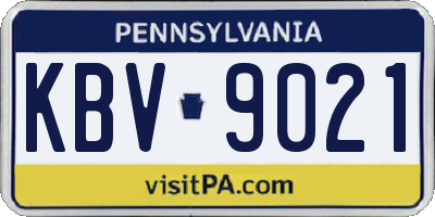 PA license plate KBV9021