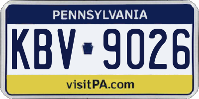 PA license plate KBV9026