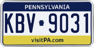 PA license plate KBV9031