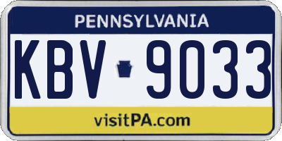 PA license plate KBV9033