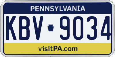 PA license plate KBV9034