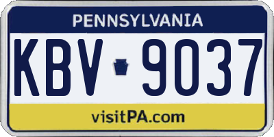 PA license plate KBV9037