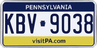 PA license plate KBV9038
