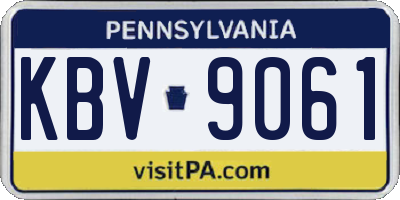 PA license plate KBV9061