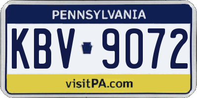 PA license plate KBV9072