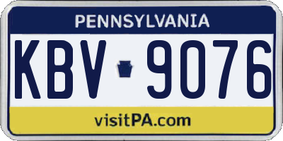 PA license plate KBV9076