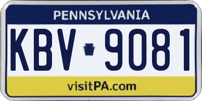 PA license plate KBV9081