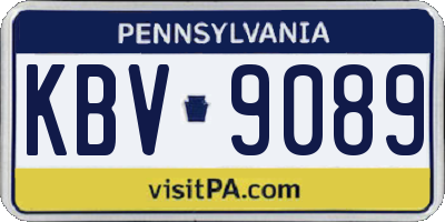 PA license plate KBV9089