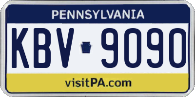 PA license plate KBV9090