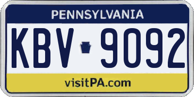 PA license plate KBV9092