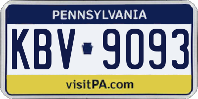 PA license plate KBV9093