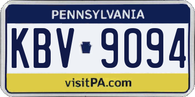 PA license plate KBV9094