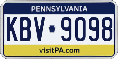 PA license plate KBV9098