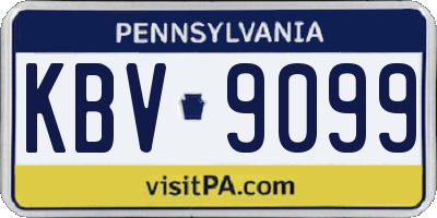 PA license plate KBV9099