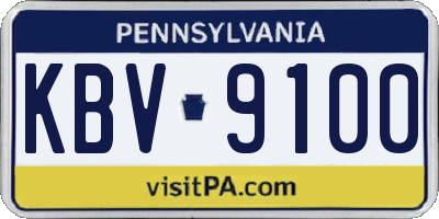 PA license plate KBV9100