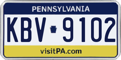 PA license plate KBV9102