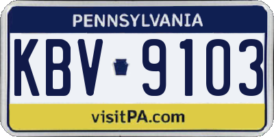 PA license plate KBV9103