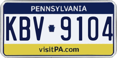 PA license plate KBV9104