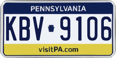 PA license plate KBV9106