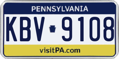 PA license plate KBV9108