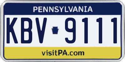 PA license plate KBV9111