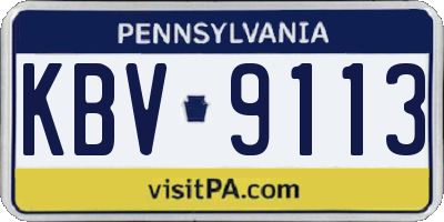 PA license plate KBV9113