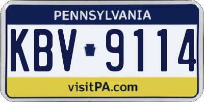 PA license plate KBV9114
