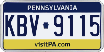 PA license plate KBV9115