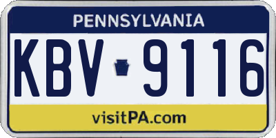 PA license plate KBV9116