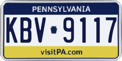 PA license plate KBV9117