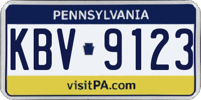 PA license plate KBV9123