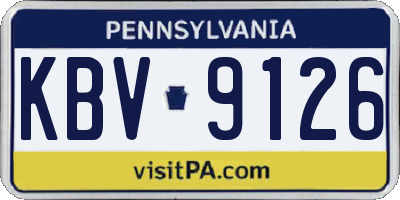 PA license plate KBV9126