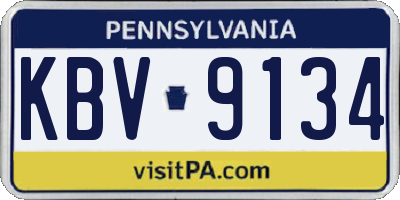 PA license plate KBV9134