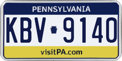 PA license plate KBV9140