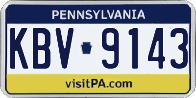 PA license plate KBV9143