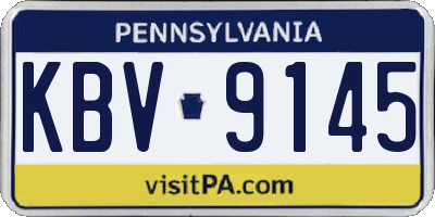 PA license plate KBV9145