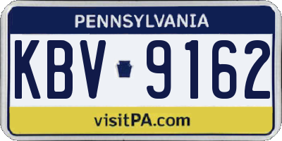 PA license plate KBV9162
