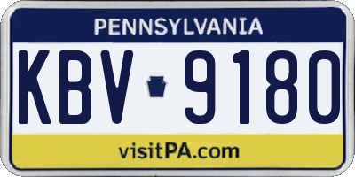 PA license plate KBV9180