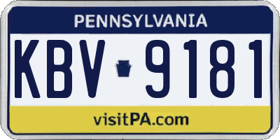 PA license plate KBV9181