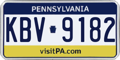 PA license plate KBV9182