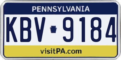 PA license plate KBV9184
