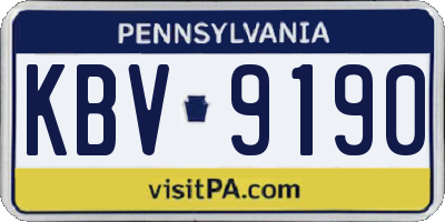 PA license plate KBV9190