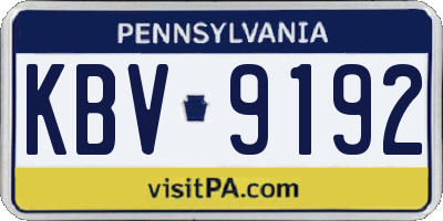 PA license plate KBV9192