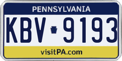 PA license plate KBV9193