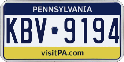 PA license plate KBV9194