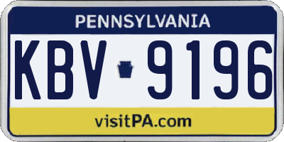 PA license plate KBV9196