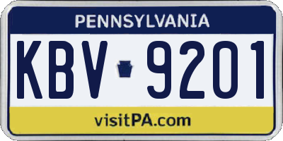 PA license plate KBV9201