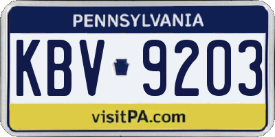 PA license plate KBV9203