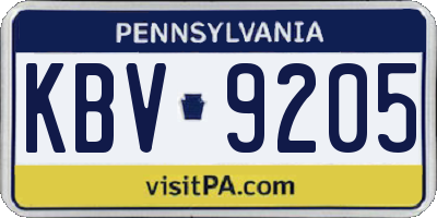 PA license plate KBV9205