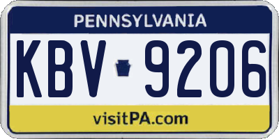 PA license plate KBV9206